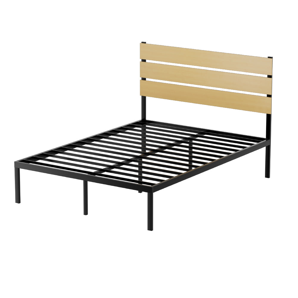 NNEDSZ Bed Frame Double Size Metal Base Mattress Platform Foundation Black PAULA