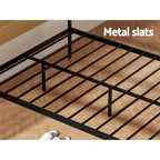 NNEDSZ Bed Frame Double Size Metal Base Mattress Platform Foundation Black PAULA