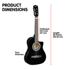 NNEDPE Karrera 38in Pro Cutaway Acoustic Guitar with Carry Bag - Black