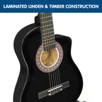NNEDPE Karrera 38in Pro Cutaway Acoustic Guitar with Carry Bag - Black